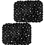 Mokaskaidj 2 Stück Spülbeckeneinlage, Spülbeckenmatte Schutzmatte, Spülmatte für Spülbecken, Küchenspüle Schutzmatte, Zuschneidbar PVC Sink Mat, Einlagen für Spülbecken Küche/Bad (Schwarz)