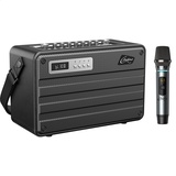 C.Perkins - ROADY-FL - Das professionelle 100W batteriebetriebene ALL-IN-ONE mit 1 drahtlosen UHF-Mikrofon und einer Reihe von Funktionen - Bluetooth, USB, Klinke, Micro-SD - Schwarzes Leder