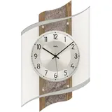 AMS Funkwanduhr F5518 (Quarzuhr,Holz,Glas,Wohnzimmer,Esszimmer,Küche,Made in Germany,Büro) grau