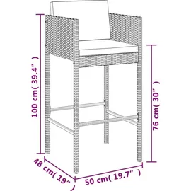 vidaXL 5-tlg. Gartenbar-Set mit Kissen Braun Poly Rattan