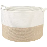 HMF XXL Wäschekorb aus Baumwolle, runder Aufbewahrungskorb mit Griffen,