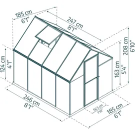 CANOPIA Gewächshaus 6x8 grün HKP 4 mm 4,6 m²