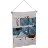 Relaxdays Hängeorganizer 60 x 39 cm 2-tlg. creme/blau