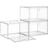 Schuhboxen 3er Set, durchsichtig, Schuh-Organizer stapelbar
