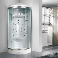 Viertelkreisförmige Komplettdusche 90 cm mit Hydromassage | Iride - Transparent