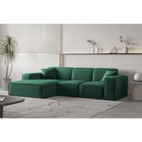 Fun Möbel Ecksofa Designersofa CELES PREMIUM Stoff Opera Velvet Grün Ottomane Links & Couches, Wohnlandschaften, Ecksofas