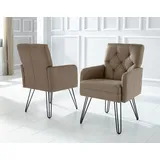 exxpo - sofa fashion Sessel EXXPO - SOFA FASHION "Doppio, Loungesessel mit Designuntergestell, bequem und elegant", braun (cappuccino), B:61cm H:89cm T:67cm, Sessel, Sessel, aufwendige Rückenverarbeitung, Breite 61 cm