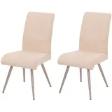 Mendler Esszimmerstuhl HWC-G55 Stoff Chenille creme 2er Set
