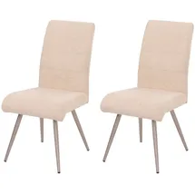 Mendler Esszimmerstuhl HWC-G55 Stoff Chenille creme 2er Set