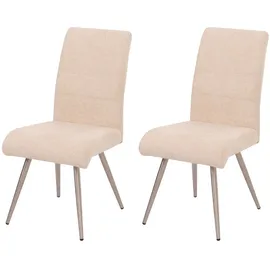 Mendler Esszimmerstuhl HWC-G55 Stoff Chenille creme 2er Set