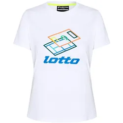 Print-Shirt LOTTO, Damen, Gr. S (36), weiß (hellweiß), 100% Baumwolle, bedruckt, sportlich, Rundhals, Kurzarm gerader Abschluss, Shirts, - mit plakativem Frontprint