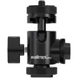 Walimex pro Mini Kugelkopf Double Shoe mit 2x Blitzschuh, 1/4 Zoll Anschluss, belastbar bis 5 kg, Stativkopf 360° drehbar & 180° schwenkbar, Kamera Eq