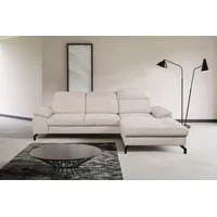 WERK2 Ecksofa Panama L-Form, Modernes Sofa mit Schlaffunktion, Bettkasten, Kopfteile verstellbar beige