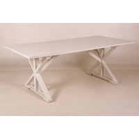 Casa Padrino Vintage Teak Esstisch Antik Stil Weiß 210 x 100 cm - Landhaus Stil Tisch Teakholz