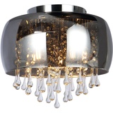 GLOBO Kristall Decken Lampe rauch Wohn Ess Zimmer Beleuchtung Chrom Leuchte im Set inkl. LED Leuchtmittel