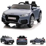 ES-Toys Kinder Elektroauto Audi TTRS, EVA-Reifen, Sicherheitsgurt, Fernbedienung graublau