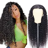 AiPliantfis Curly Wave Human Hair Wig 13X4 Lace Echthaar Perücke Damen Glueless Wig Wear and Go Pre Plucked 150% Density Unprocessed Remy Hair for Women Natural Black 18 Zoll
