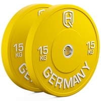 HQ Germany® Olympic Bumper Plates 50mm | Paar/Set | 5-25kg | Studio Qualität | Hoher Härtegrad | Hantelscheiben nach IWF Standard, Gewicht:2x 15KG