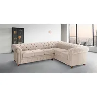 Home Affaire Chesterfield-Sofa »Chesterfield Ecksofa, auch in Leder L-Form«, hochwertige Knopfheftung, langer Schenkel links oder rechts wählbar beige