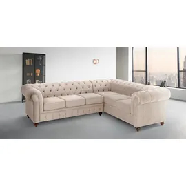 Home Affaire Chesterfield-Sofa »Chesterfield Ecksofa, auch in Leder L-Form«, hochwertige Knopfheftung, langer Schenkel links oder rechts wählbar beige