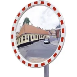 Moravia Verkehrsspiegel aus Acrylglas rund 800 mm Rahmen rot/weiß + 76er Schelle
