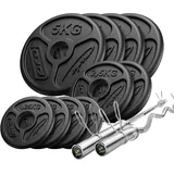 Marbo Sport Hantelstangen olympische und Hantelscheiben Set 55 kg schwarz 30-40kg