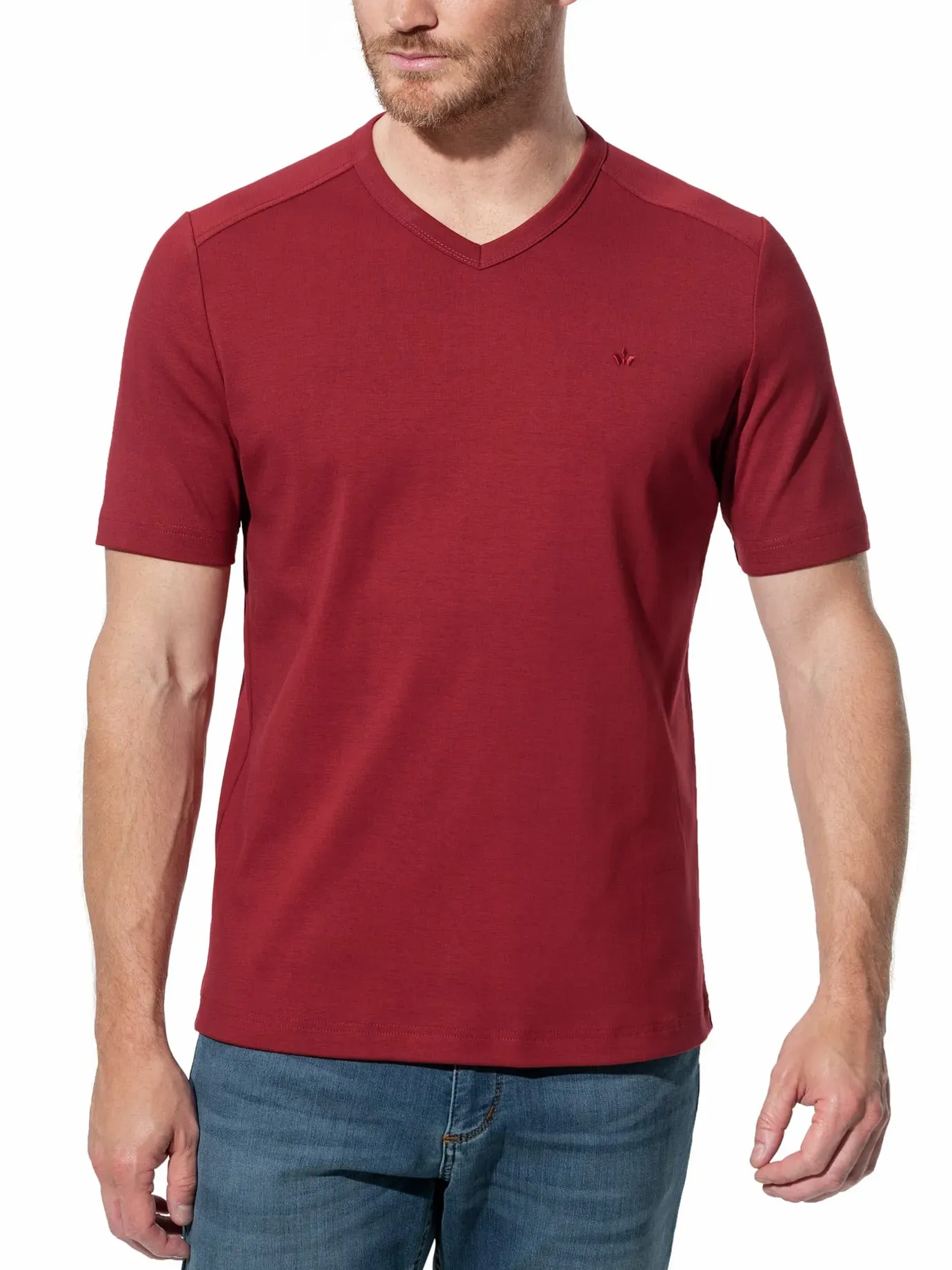 Walbusch Herren Zu schade für drunter-Shirt V-Neck Rot