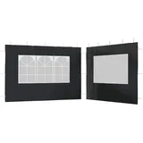 Arborthrum Partyzelt-Seitenwände 2 Stück mit Fenster Seitenwand für Pavillon Seitenplane Ersatzwand für Partyzelt Gartenzelt PE Anthrazit