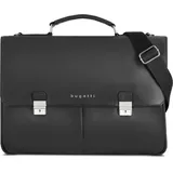 Bugatti Valencia Aktentasche XL Leder 3-Hauptfächer 43 cm Laptopfach black