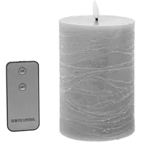 4er Set Wachskerzen mit LED und Fernbedienung grau 10x10x20cm