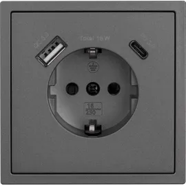 McPower Schuko-Steckdose 1x USB-C 18 W Schwarz 1 St.