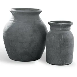 Loberon Vase 2er Set Molduc - antikgrau