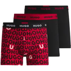 Boxershorts HUGO UNDERWEAR "BOXERBR TRPLT DESIGN", Herren, Gr. M (50), bunt (open miscellaneous 982), Jersey, Obermaterial: 95% Baumwolle, 5% Elasthan, unifarben, gemustert, eng, Unterhosen, Markenlogo am elastischem Bund