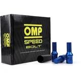 OMP SPEED Set mit 20 Radschrauben mit Metrik M14 x 1,25 Schlüssel 17/19 Gewindelänge 27 mm, Farbe Blau und Material DIN 10.9