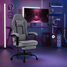 Woltu Gaming Stuhl mit Taschenfederkissen, ergonomischer Drehstuhl, Netzstoff, Grau - Grau