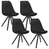 WOLTU Esszimmerstühle 4er Set, Küchenstuhl, Skandinavisch Design, schminktisch Stuhl, Loungesessel, Polsterstuhl, Retro Design Gepolsterter Stuhl, Sitzfläche aus Samt, Schwarz, BH196sz-4