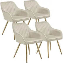Tectake tectake® Esszimmerstuhl gepolstert, in Samtoptik, gesteppt 58 x 62 x 82 cm