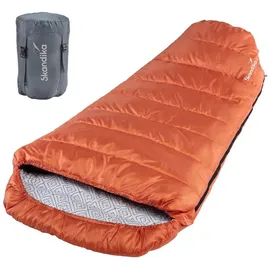 Skandika Schlafsack Vegas | XXL Mumienschlafsack mit Polycotton Innenfutter, für Erwachsene, koppelbar, 3 Jahreszeiten, bis -12°C, orange No Size