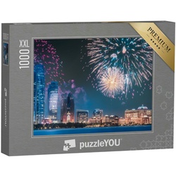 puzzleYOU Puzzle Puzzle 1000 Teile XXL „Feuerwerk über der Skyline von Abu Dhabi“, 1000 Puzzleteile, puzzleYOU-Kollektionen Arabien