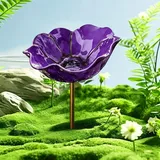 2026 Neu Metall Blumen Gartenstecker Vogeltränke, Vogeltränke Blumenstecker, Trinkschale Vögel, Handmade Metal Flower Garden Stake for Garden, Wassertränke Für Vögel, Bienens (1PC-D)