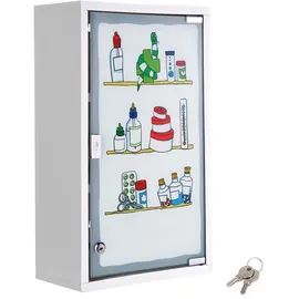 Spetebo XXL Medizinschrank 50 x 30 cm mit Milchglas Tür - bunt - Arzneischrank Erste Hilfe Hausapotheke