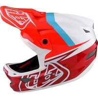 Troy Lee Designs D3 Fiberlite slant Downhill Helm, weiss-rot-blau, Größe S