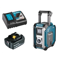 Makita MR007GZ + 1x 18V 5Ah BL1850 Akku + DC18RC Akku-Baustellenradio mit DAB+ und Bluetooth