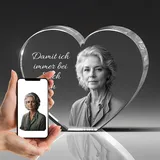 Gedenk Kristall Personalisiertes Herz aus Kristallglas mit 3D-Foto – Erinnerungsgeschenk für Menschen – Liebevolles Andenken für Hochzeit, Freundschaft & Liebe – Hochwertige Lasergravur