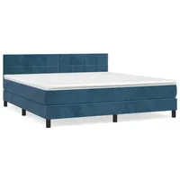 VidaXL Boxspringbett mit Matratze Dunkelblau 160x200 cm Samt