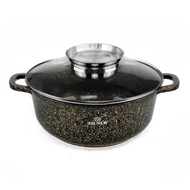 ZILNER 8-teiliges Topfset marmoriert-keramisch beschichtet Töpfe beschichtet, Kochtopf Set| Kochgeschirr Set, Topfset induktionsgeeignet ZL 7209 - Schwarz