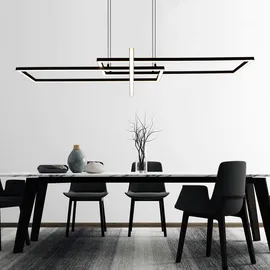 Trio LED Design Decken Pendel Lampe schwarz matt Wohn Ess Zimmer Beleuchtung Höhenverstellbar Hänge Leuchte dimmbar über Lichtschalter