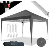 24MOVE 24MOVE® Pavillon Santos 3x3m Pop-Up UV-Schutz 50+ Wasserdicht & winterfest mit Tasche faltbar & stabil, für Camping & Garten Faltpavillon - Partyzelt Grau