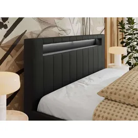 mks möbel Polsterbett GOLD 5 CLASSIC 180/200 - Schwarz Kunstleder - Multipocket-Matratze