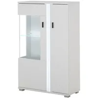 Furn.design Vitrine weiß matt Highboard inklusive Frontbeleuchtung 80 x